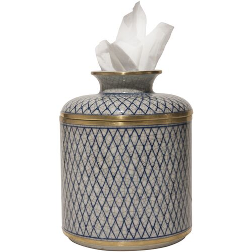 Axel Leaf Tissue Box, Blue/White~P77389732