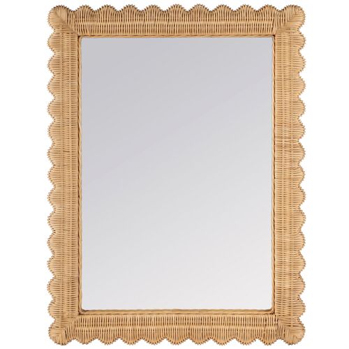 Sunny Scallop Rattan Wall Mirror, Natural
