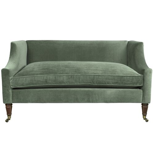 Gage Swoop-Arm Settee, Performance Velvet