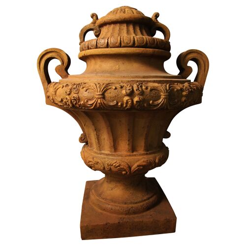 31" Embellished Urn w/ Lid, Sandstone~P76704558