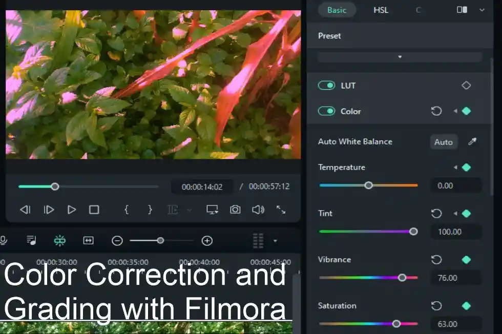 Color correction and grading in Filmora