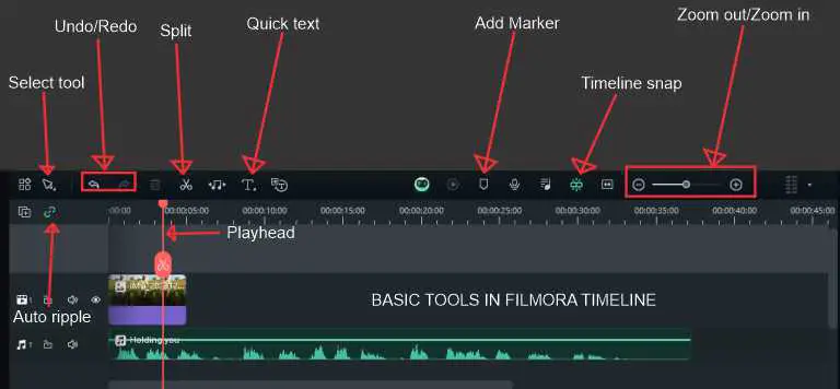 Filmora timeline tools
