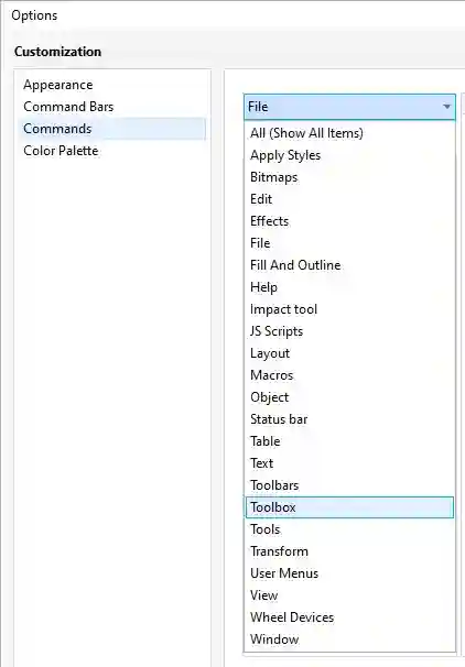 Select Toolbox in the drop-down menu